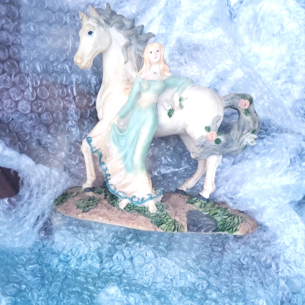 Vintage magical unicorn w/ lady